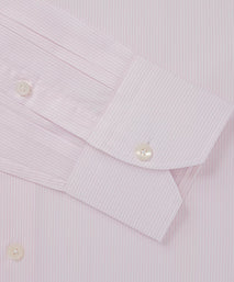 Pale Pink & White Tailored Fit Precise Hairline Stripe Formal Shirt