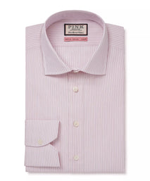 Pale Pink & White Tailored Fit Fine Vintage Stripe Formal Shirt