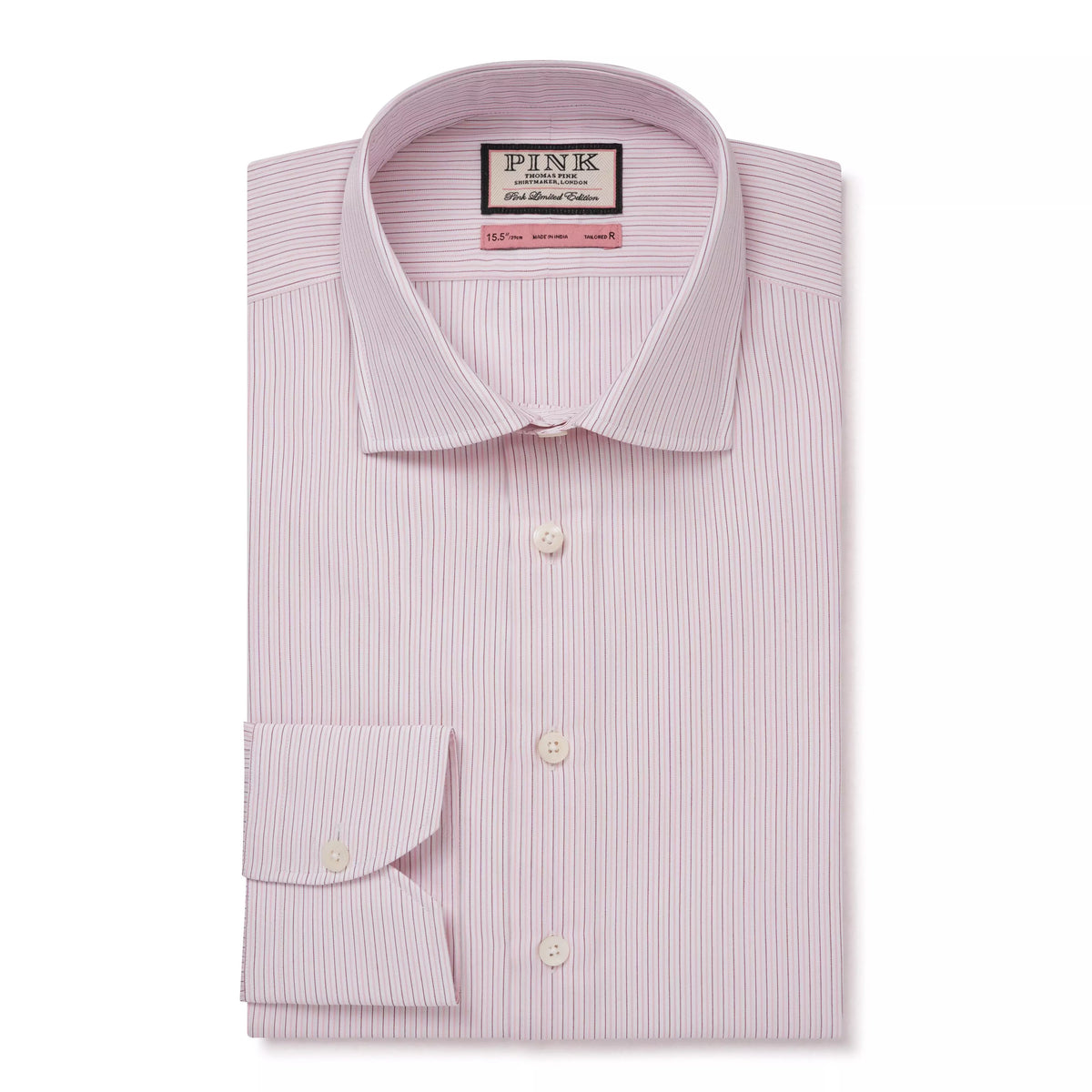Pale Pink & White Tailored Fit Fine Vintage Stripe Formal Shirt