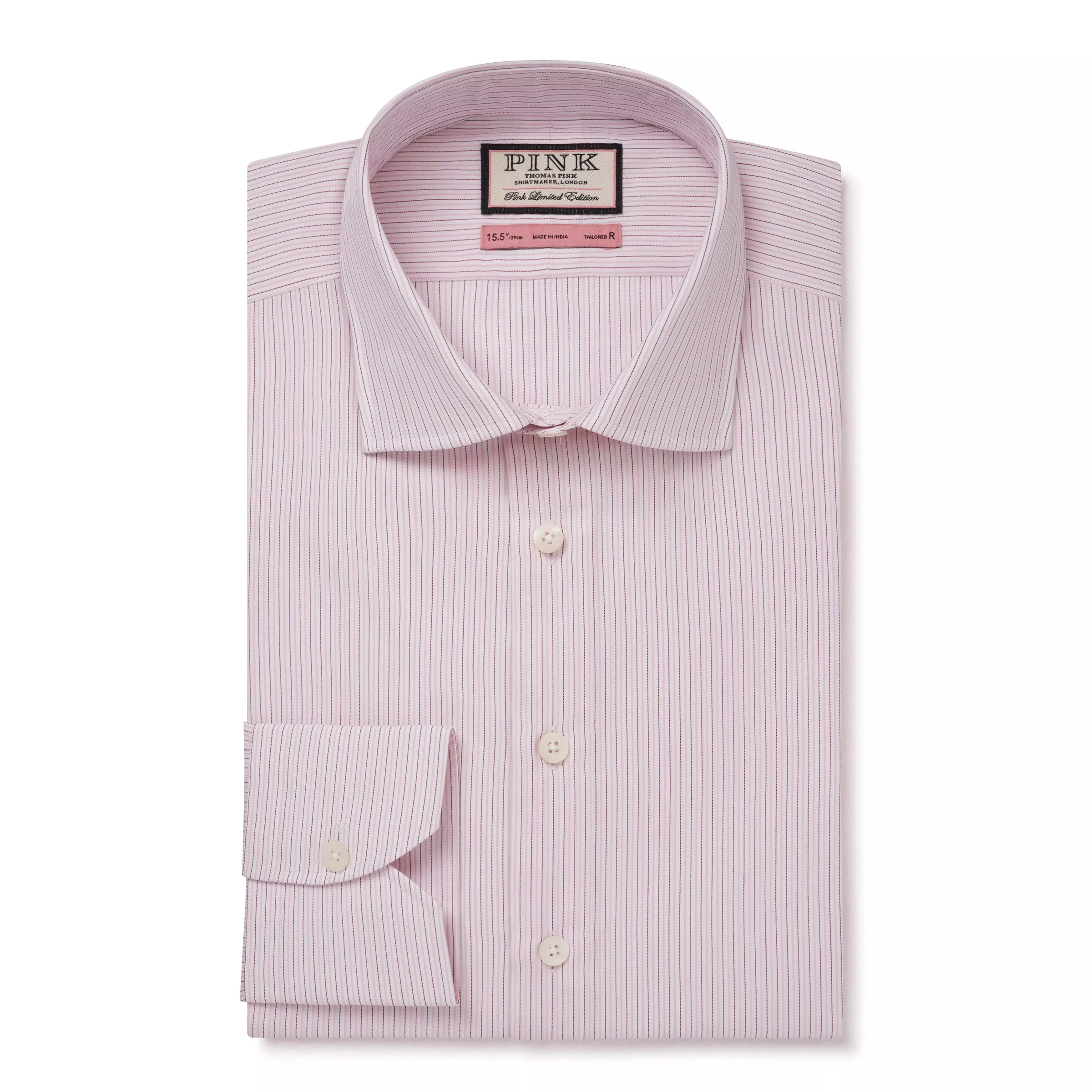 Pale Pink & White Tailored Fit Fine Vintage Stripe Formal Shirt