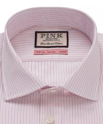 Pale Pink & White Tailored Fit Fine Vintage Stripe Formal Shirt