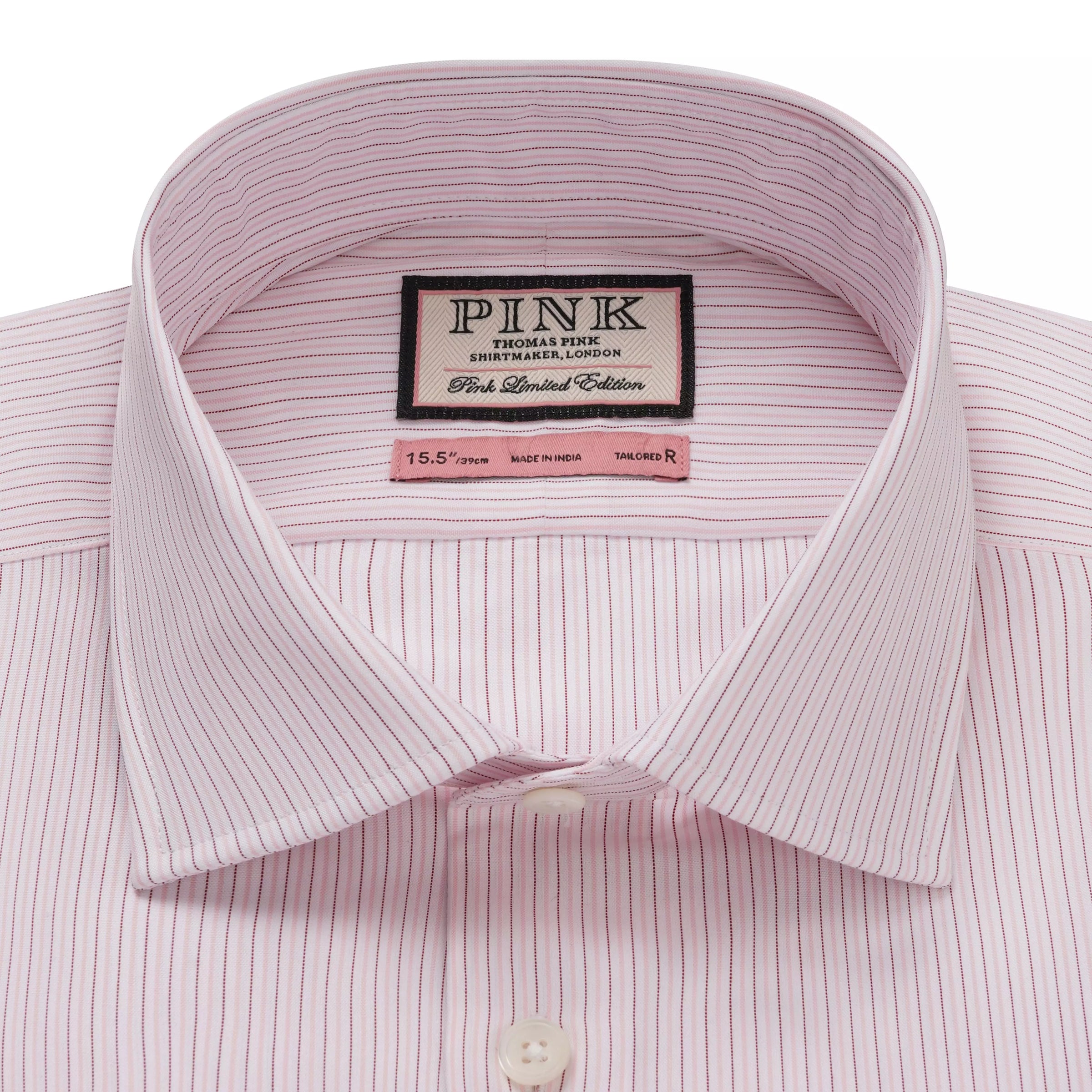 Pale Pink & White Tailored Fit Fine Vintage Stripe Formal Shirt