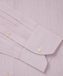 Pale Pink & White Tailored Fit Fine Vintage Stripe Formal Shirt