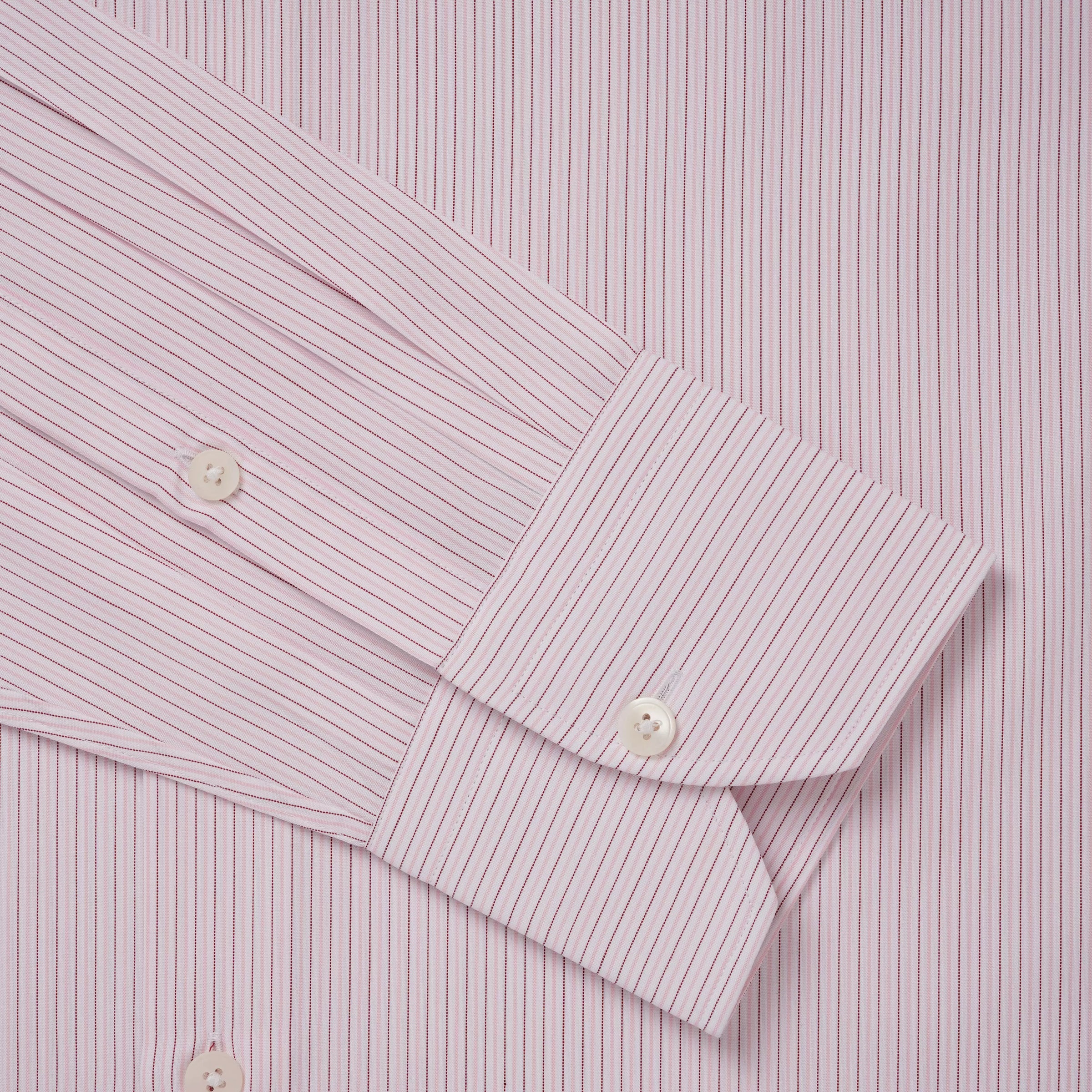 Pale Pink & White Tailored Fit Fine Vintage Stripe Formal Shirt