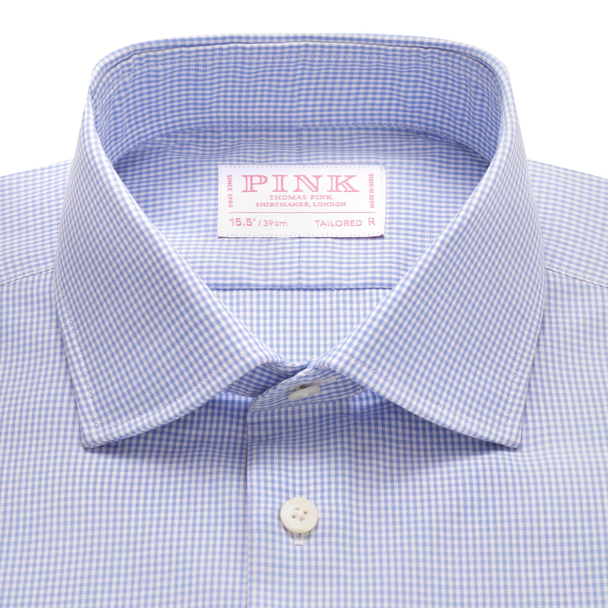 Blue & White Tailored Fit Double Cuff Mini Check Formal Shirt