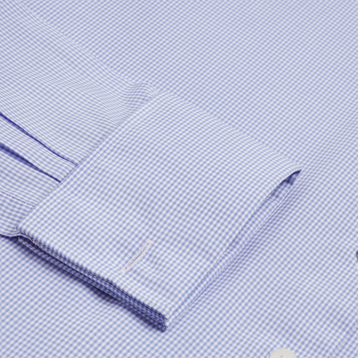 Blue & White Tailored Fit Double Cuff Mini Check Formal Shirt