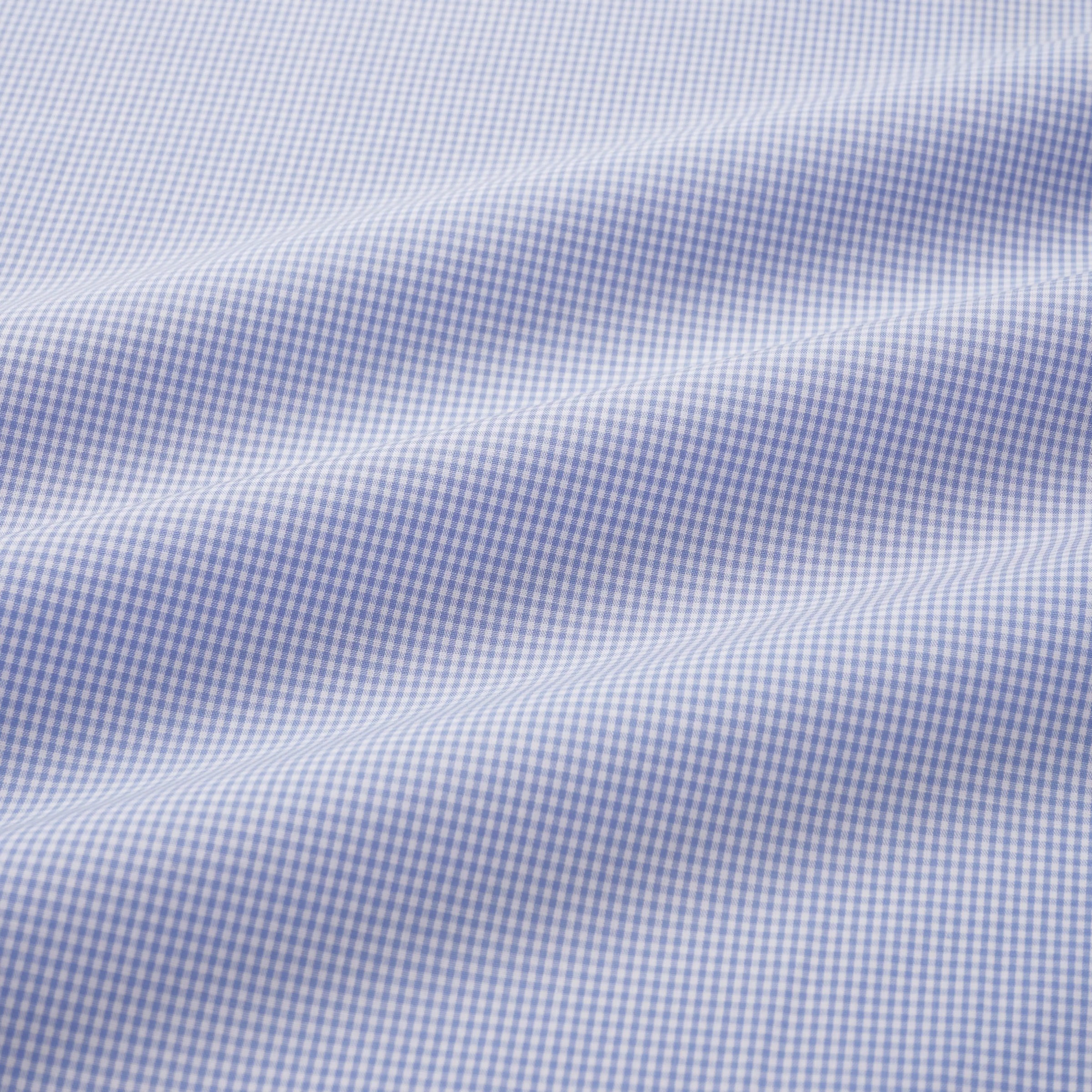 Blue & White Tailored Fit Double Cuff Mini Check Formal Shirt