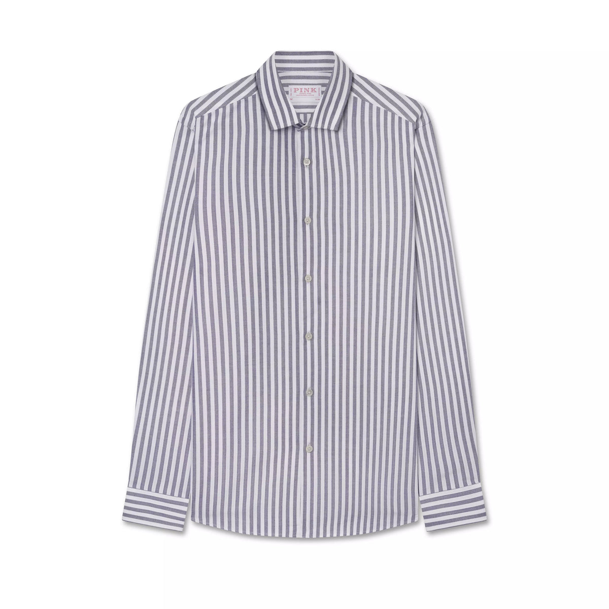Navy Blue & White Slim Fit Smart Casual Striped Oxford Shirt